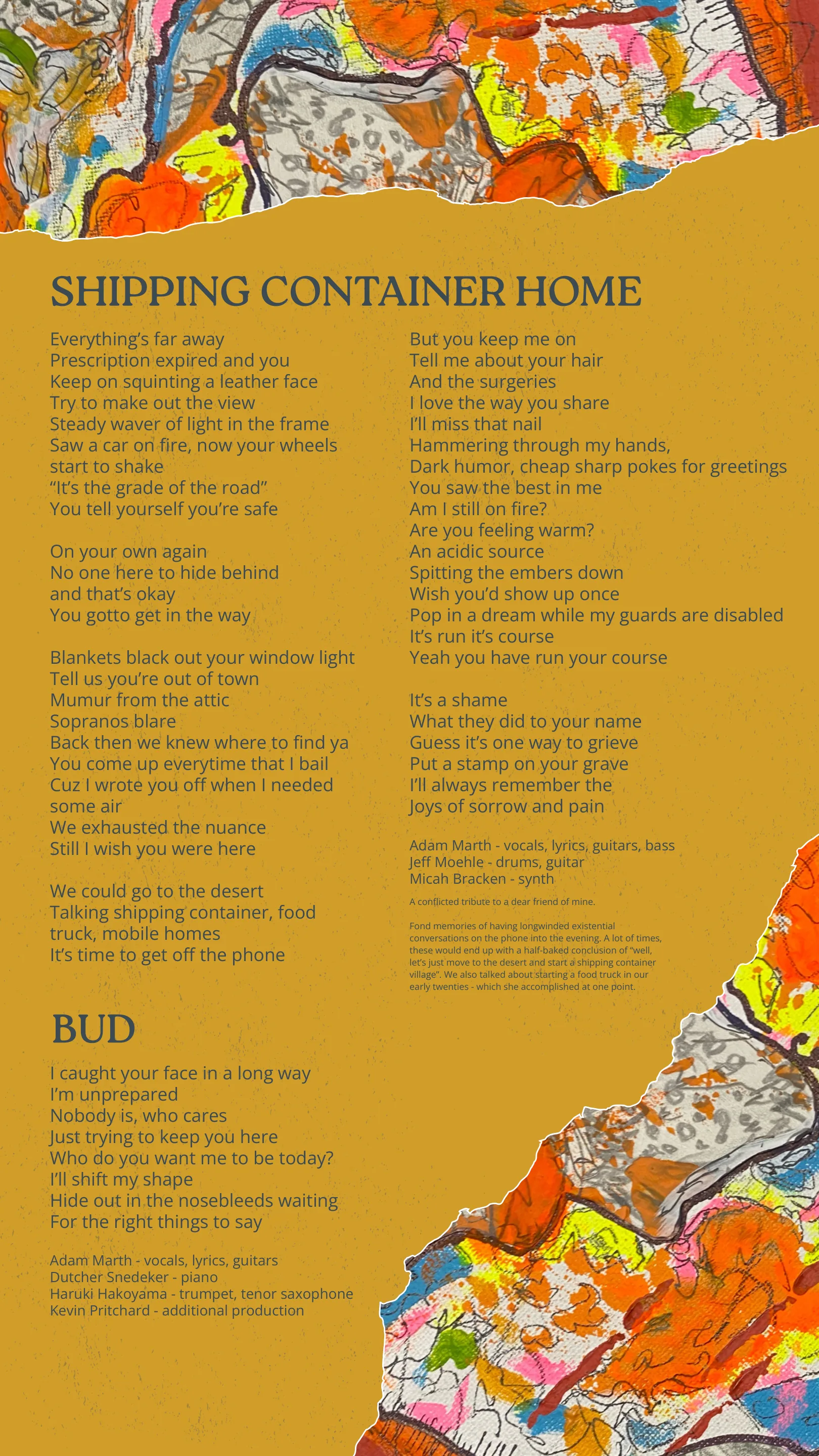 Bud lyrics — Shipping Container Home and Bud